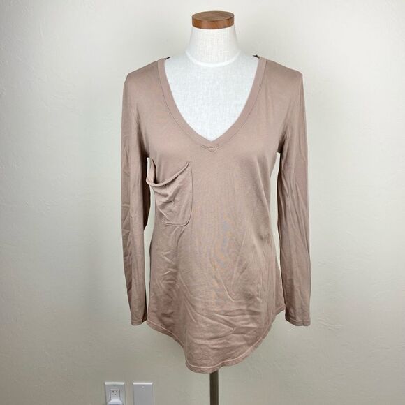Bobi Jersey Long Sleeve V-Neck Boyfriend Tee - Picture 1 of 6
